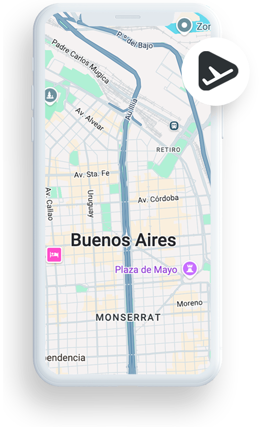 mockup con mapa del centro Buenos Aires